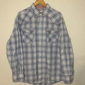 Roper Shirt Mens XL Blue Plaid Pearl Snap Long Sleeve Western Cowboy Rodeo‎
